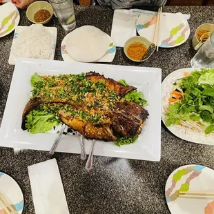 a table full of asian food