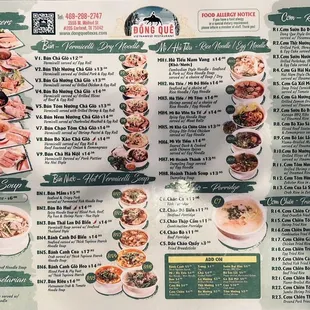 Menu as of July 2023