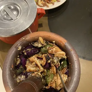 Eggplant with thousand year old egg