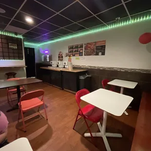 Order up front and eat in the back it's very clean.