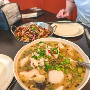 a bowl of soup on a table