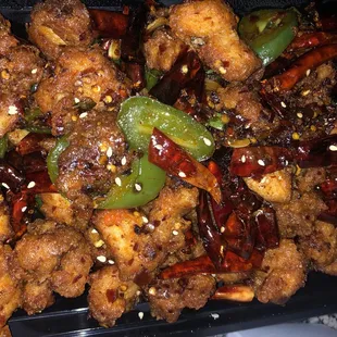 Meizhou Dry Chili Chicken was spicy but bare able