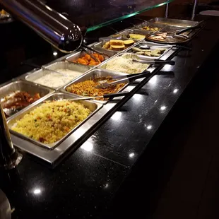 This line had fried rice, chow mein, texas toast, potato skins, and pizza
