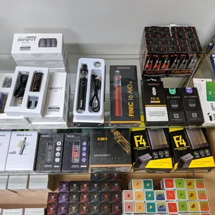 Many different vapes beginning with starter kit all the way to customized mods and tanks!