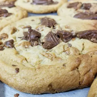 Reese's Peanut Butter Cup Cookies. Baked fresh daily. This this is a huge 1/4 pound cookie.