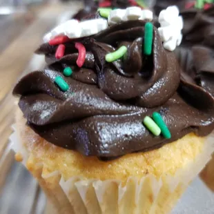 Vanilla cupcake with chocolate frosting. Pre orders only.