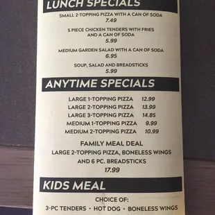 menu
