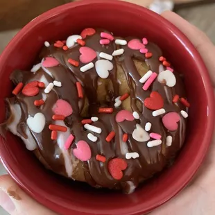Valentine donut my daughter &amp; friends made from their kit!