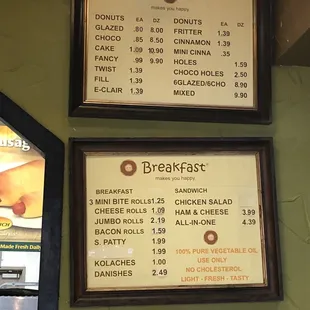 the breakfast menu