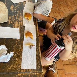 Donuts are so good!! Bud wasted No time !
