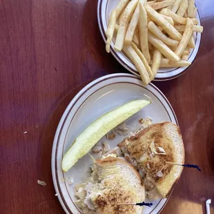 Ruben with turkey. Side of french fries