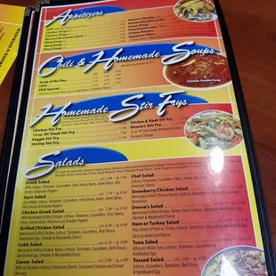 Appetizers, homemade soups, salads