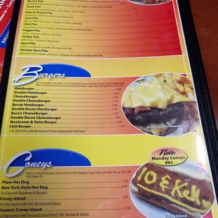 Pitas, burgers and Coneys