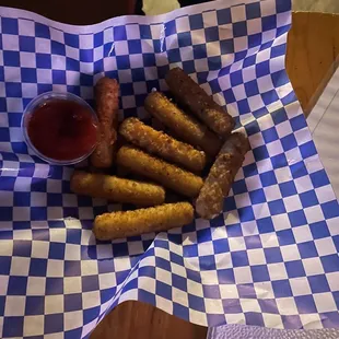 Mozzarella sticks sold in house