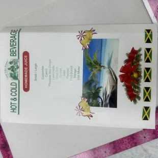 Juice menu