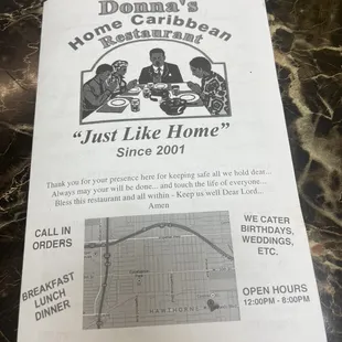 front of menu