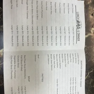 menu prices
