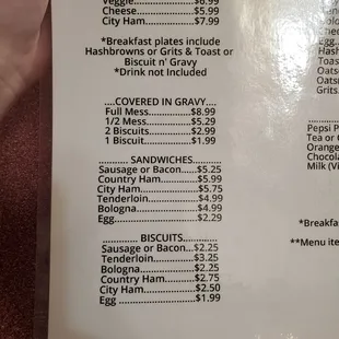 Menu as of 9-23-22