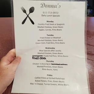 Lunch menu as of 9-23-22