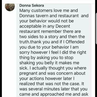 The owner fat shame a customer when she made a post on fb this was the owners response!!