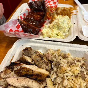 chicken, rice, and sides