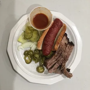 Sausage Sandwich, lean brisket and the goodies