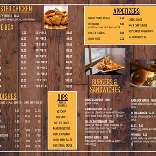 the menu for the restaurant