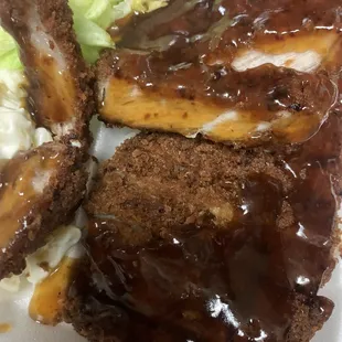 Pork katsu. More like burnt katsu.