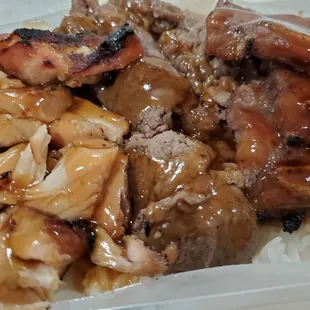Don&apos;s Special: bbq chicken, teriyaki beef, kalbi