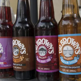 Assortment of Dr. Brown's sodas