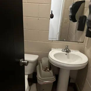 a bathroom with a toilet and sink