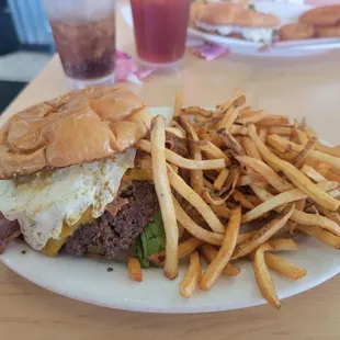 Delicious burger and fries. I opted for an egg on my burger which was a nice addition. Big servings!