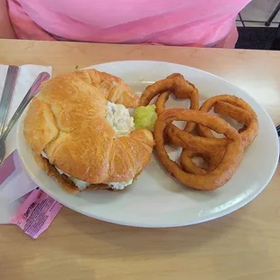 My wife enjoyed her egg salad, but said it was a bit pickle-heavy for her tastes. Fresh tasty onion rings.