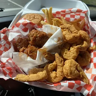 17. Four Piece Chicken Wings and 10 Piece Medium Shrimp