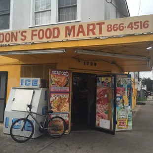 a bicycle parked outside