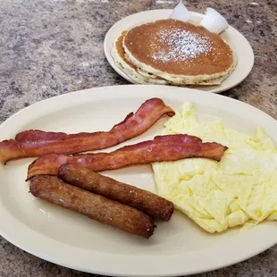 2x4: 2 Pancakes, 2 Bacon, 2 Eggs &amp; 2 Sausage links