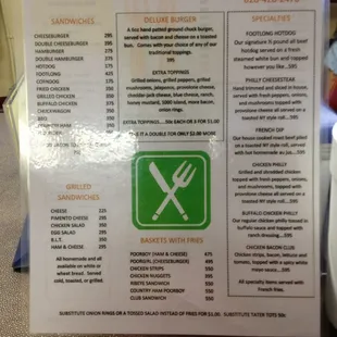 a menu for a restaurant