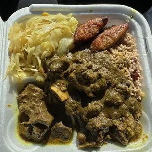 Curry goat platter