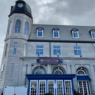 a large building with a clock tower