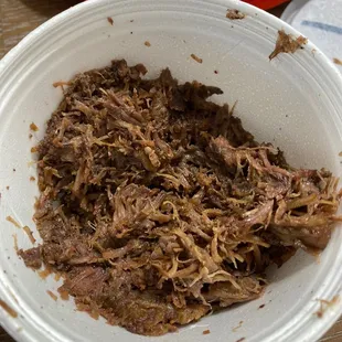shredded beef in a bowl