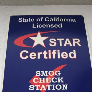 We are also a licensed STAR Certified smog check station
