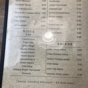 menu