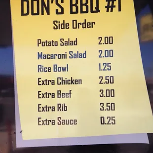 Side order options