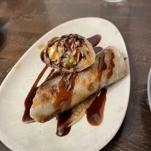 Duck Roll. A little heavy on the sauce but really tasty.