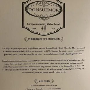 Donsuemor Madeleines history