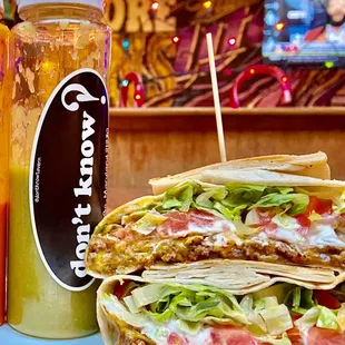 Crunch Wrap Supreme with Housemade Hot Sauce