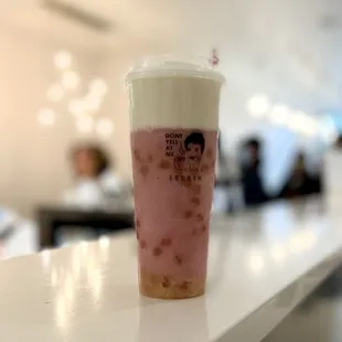 Pink Lychee Slush Topped with Cheese Foam
