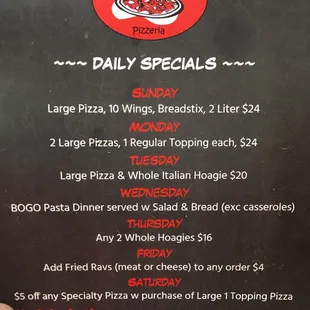 Daily specials ....