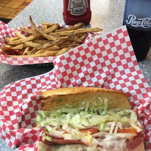 Lunch special #2 ... Half Italian Hoagie, Fries and Drink for eight bucks even ....