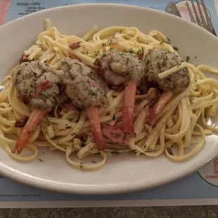 Linguine with stuffed shrimp